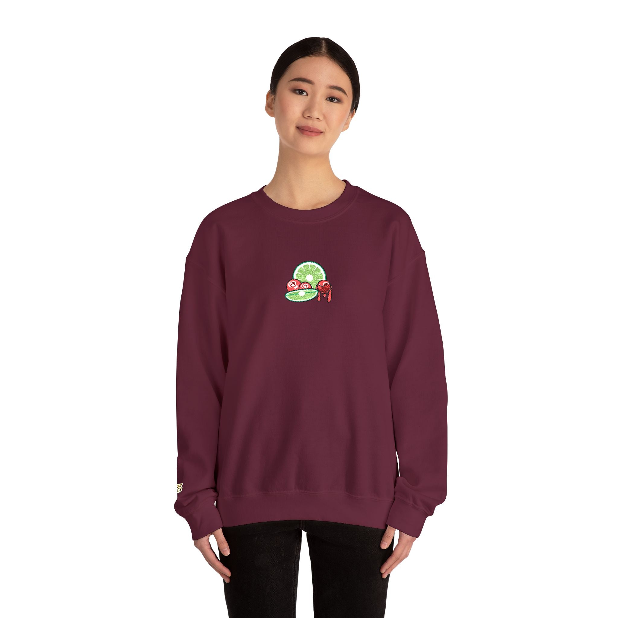Cran-Lime Embroidered Sweatshirt
