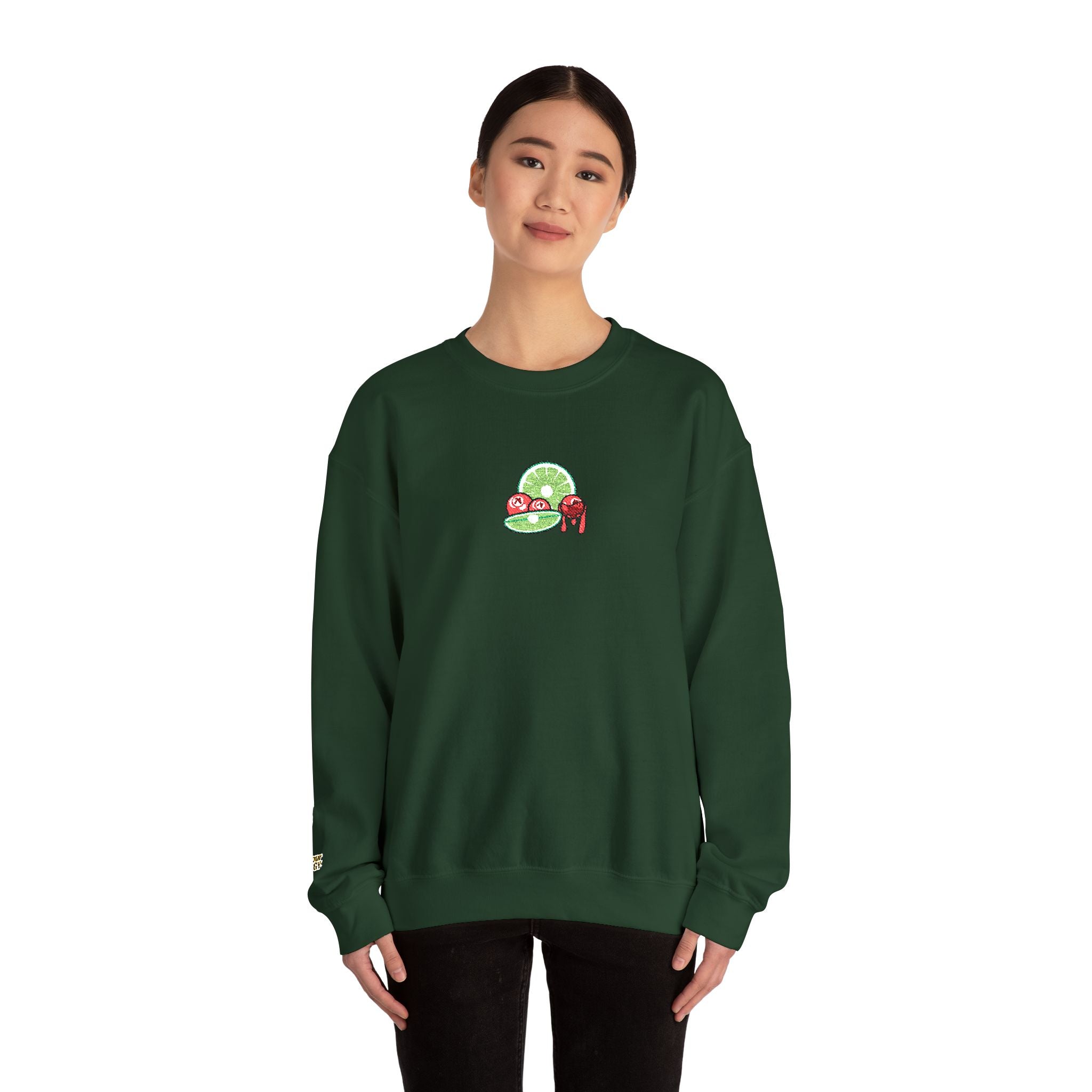 Cran-Lime Embroidered Sweatshirt