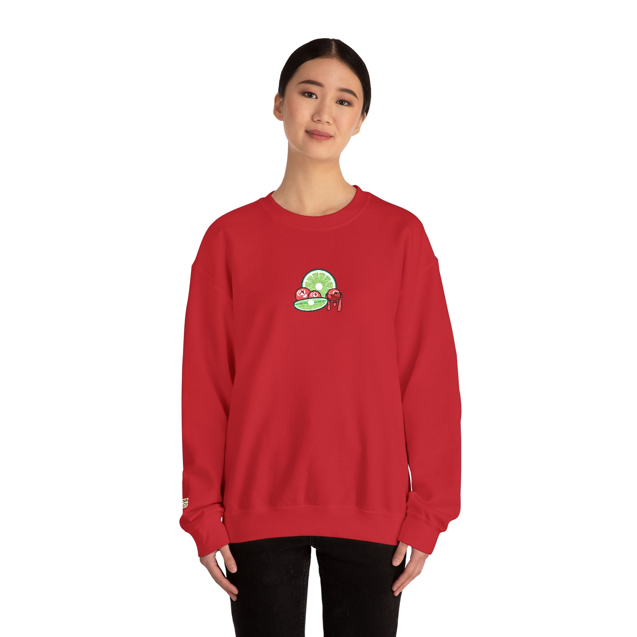 Cran-Lime Embroidered Sweatshirt