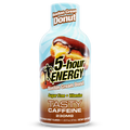 A bottle of 5-hour Energy Boston Cream Donut, featuring a light blue and white liquid-style label with a chocolate-covered donut graphic, on a plain white background.