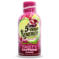 A bottle of Transfusion 5-hour Energy drink in Grape, Lime, and Ginger flavor, 230mg caffeine. The bottle is pink with a graphic of a lime slice and grapes on the label, set against a plain white background.