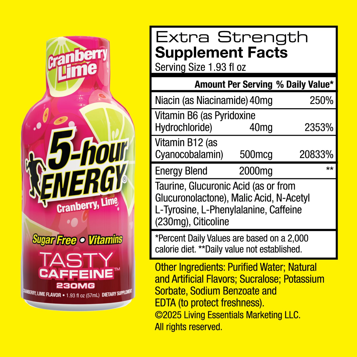 5-hour ENERGY Extra Strength Shots, Cranberry Lime Flavor, 1.93 Fl Oz, 12 Pack