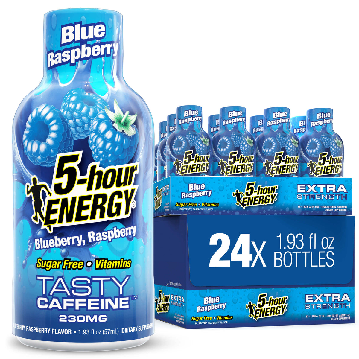 24 Pack 5-hour ENERGY Extra Strength Shots, Blue Raspberry Flavor Flavor, 1.93 Fl Oz