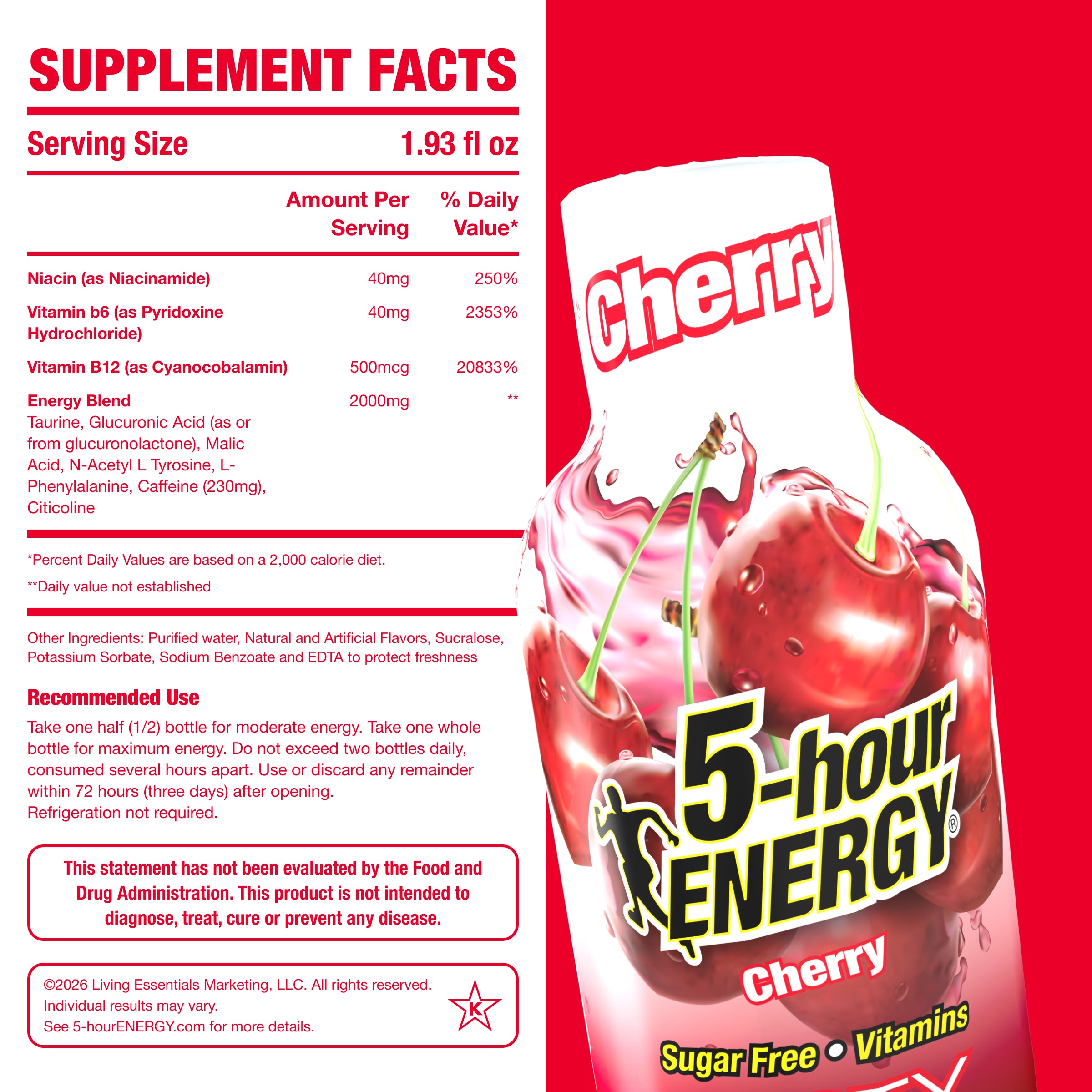 24 Pack 5-hour ENERGY Extra Strength Shots, Cherry Flavor Flavor, 1.93 Fl Oz