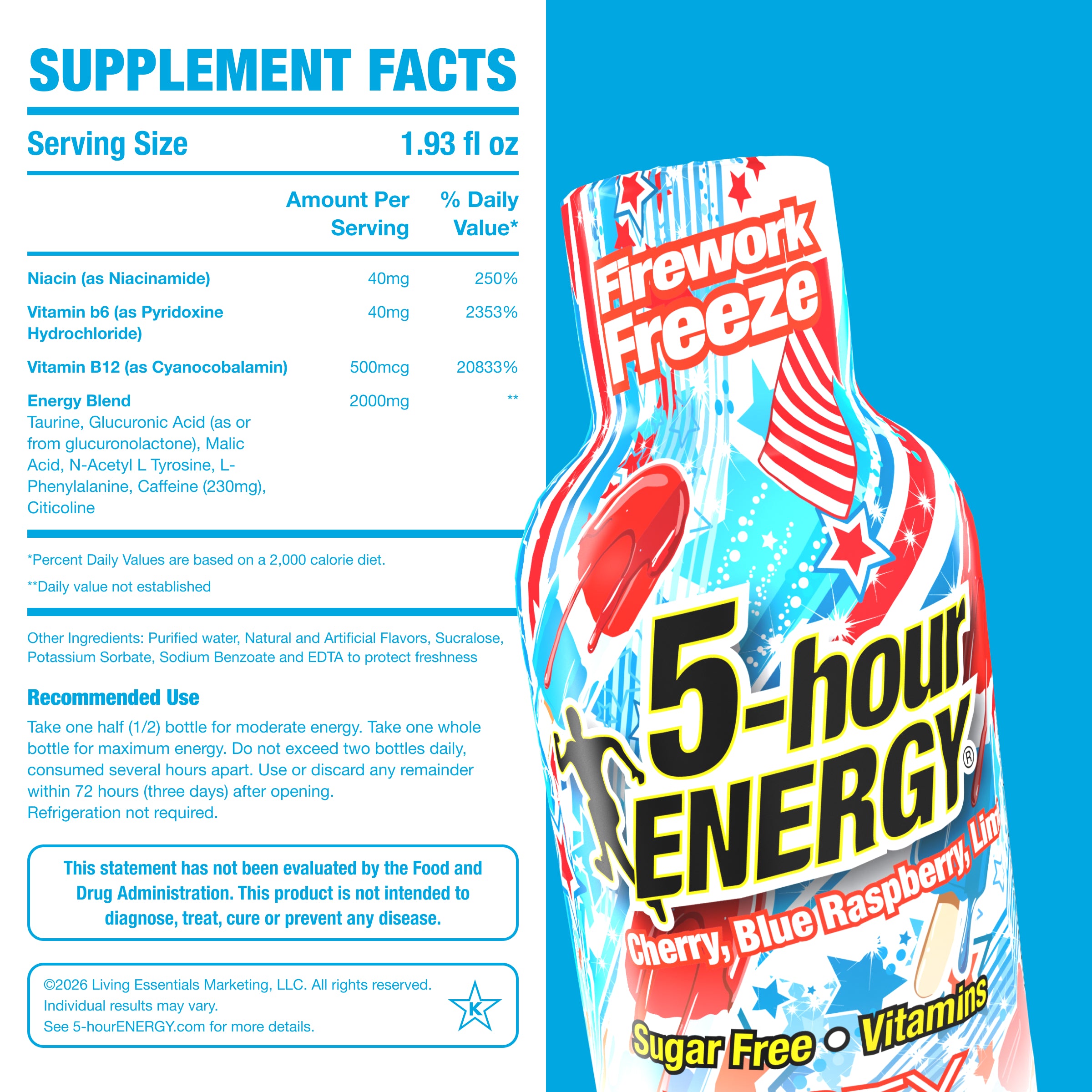 5-hour ENERGY Extra Strength Shots, Firework Freeze Flavor, 1.93 Fl Oz, 24 Pack
