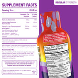 Supplement bottle with label showing supplement facts on a purple background