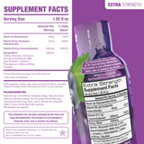 A supplement facts label for a purple bottle of extra strength vitamin and mineral supplement. The label shows serving size 1.