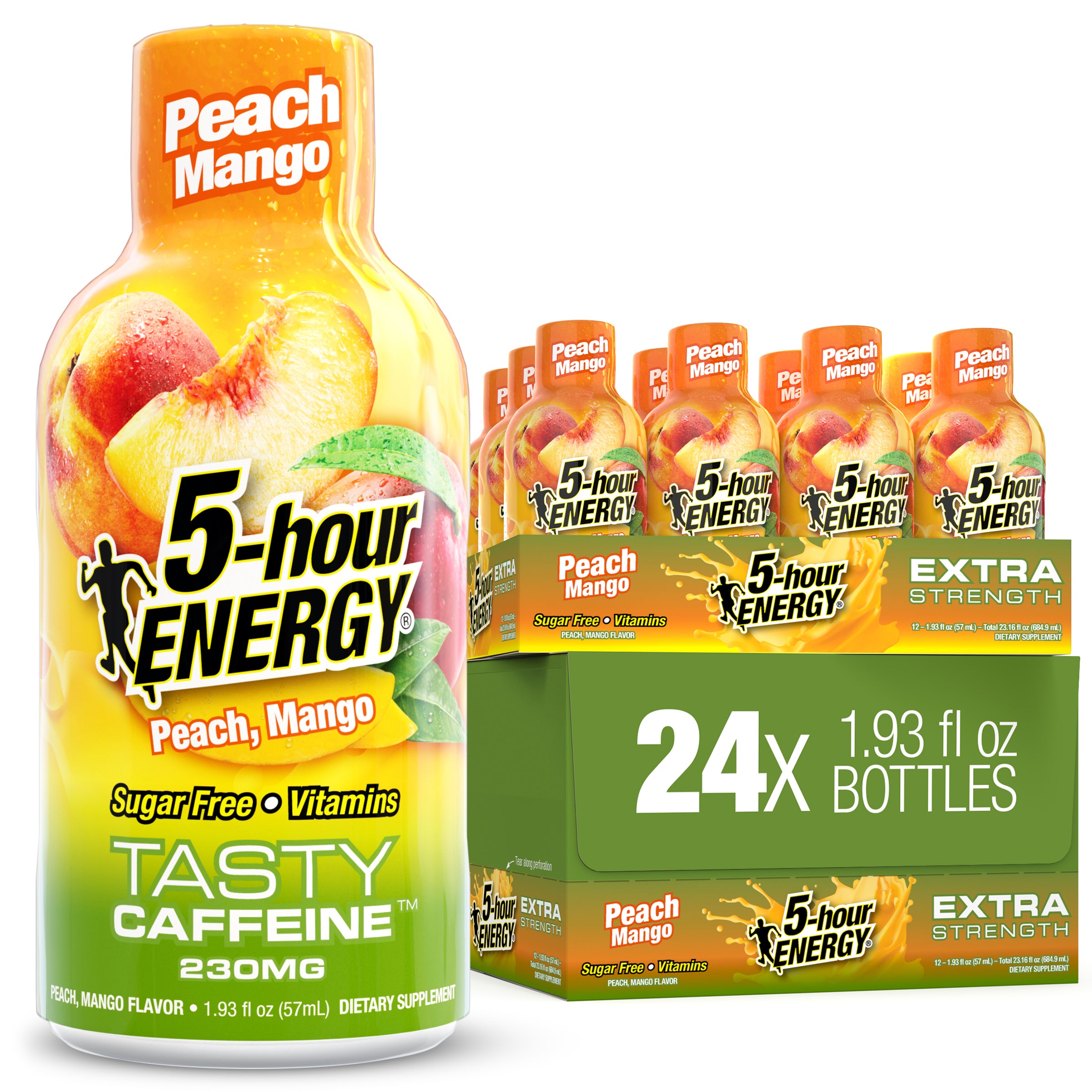 24 Pack 5-hour ENERGY Extra Strength Shots, Peach Mango Flavor Flavor, 1.93 Fl Oz