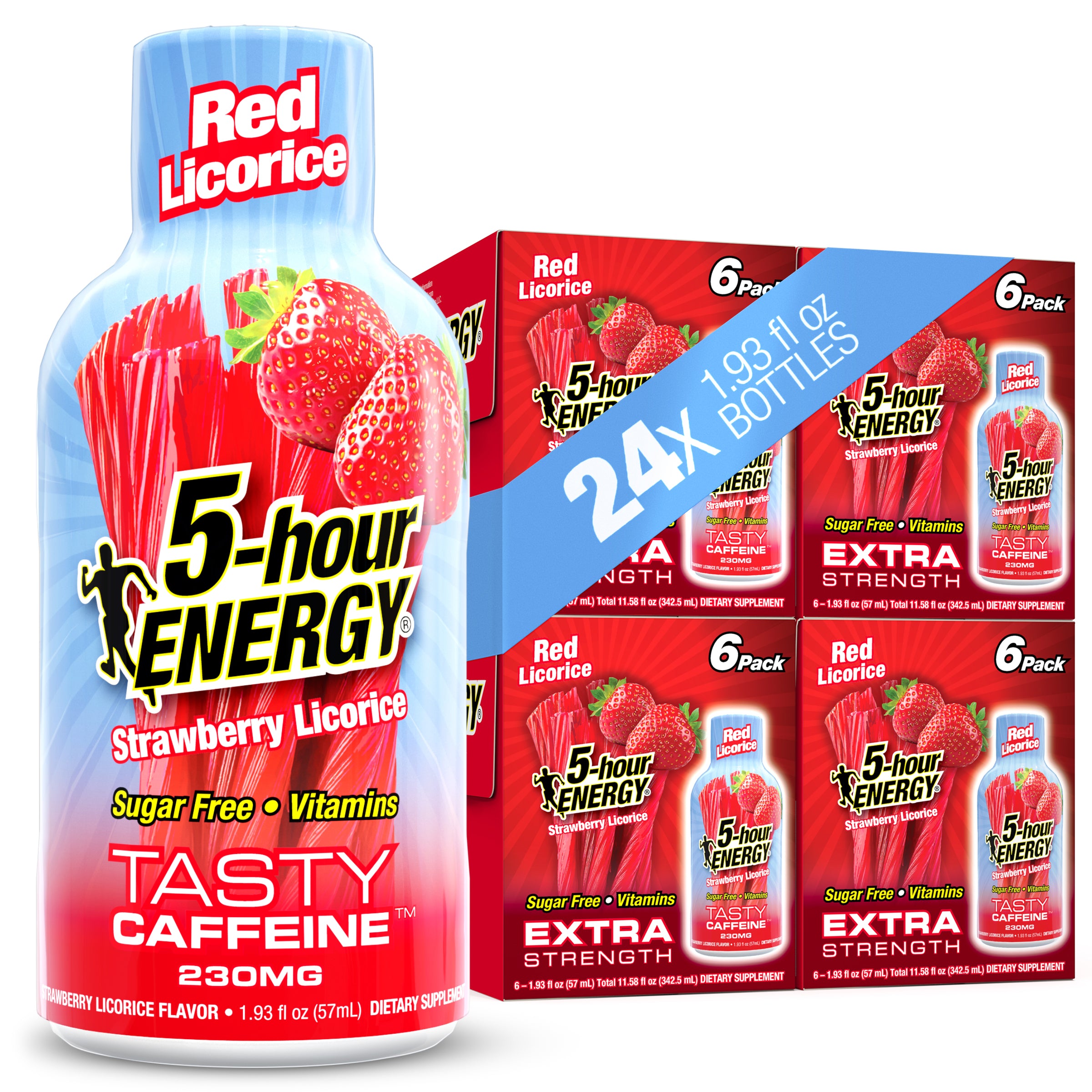 5-hour ENERGY Extra Strength Shots, Red Licorice Flavor, 1.93 Fl Oz, 24 Pack