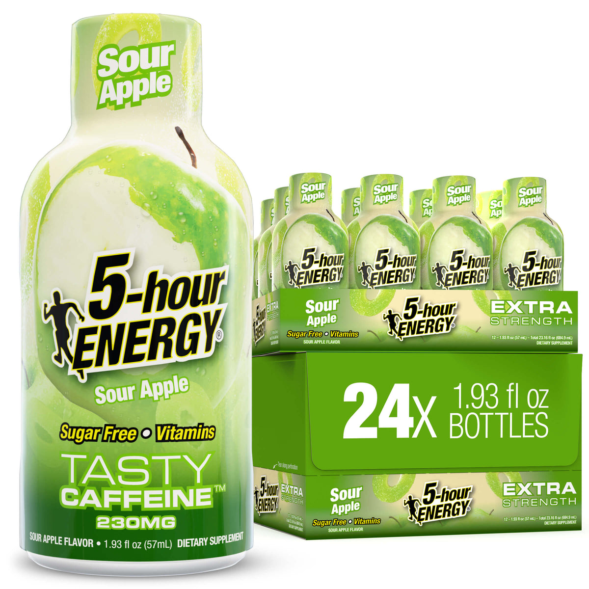 24 Pack 5-hour ENERGY Extra Strength Shots, Sour Apple Flavor Flavor, 1.93 Fl Oz