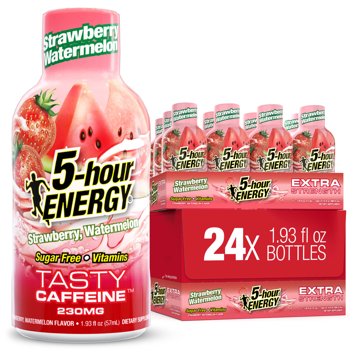 24 Pack 5-hour ENERGY Extra Strength Shots, Strawberry Watermelon Flavor Flavor, 1.93 Fl Oz
