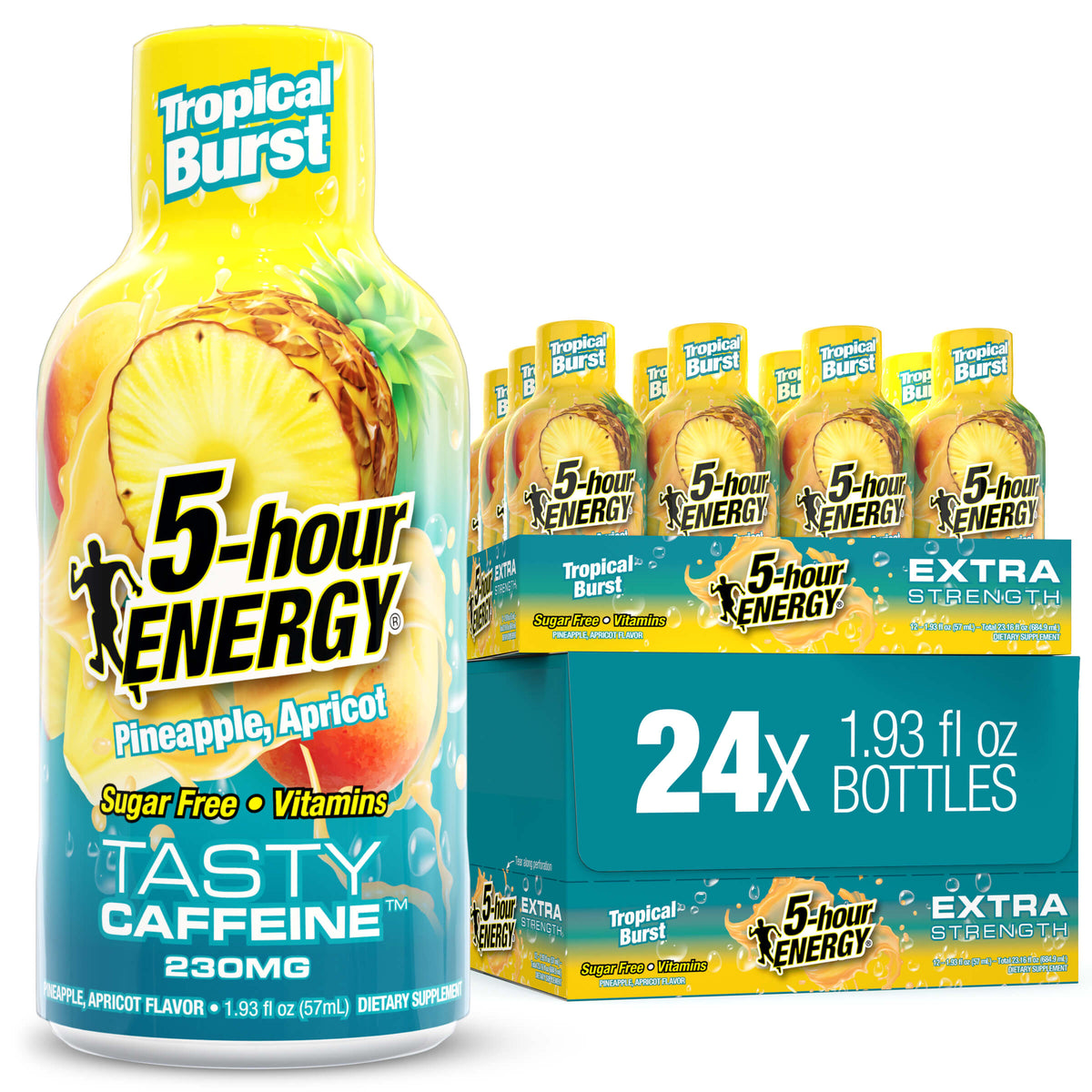 24 Pack 5-hour ENERGY Extra Strength Shots, Tropical Burst Flavor Flavor, 1.93 Fl Oz