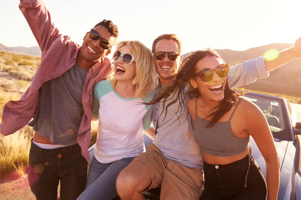 friends on a weekend roadtrip