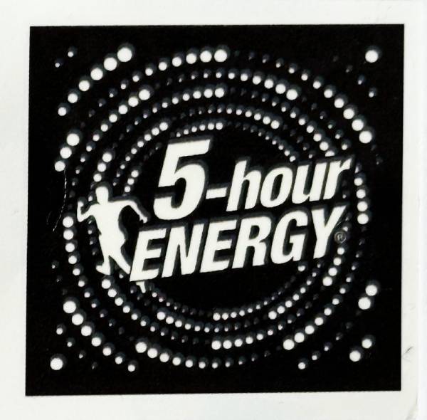5-hour ENERGY logo with a black background and white text