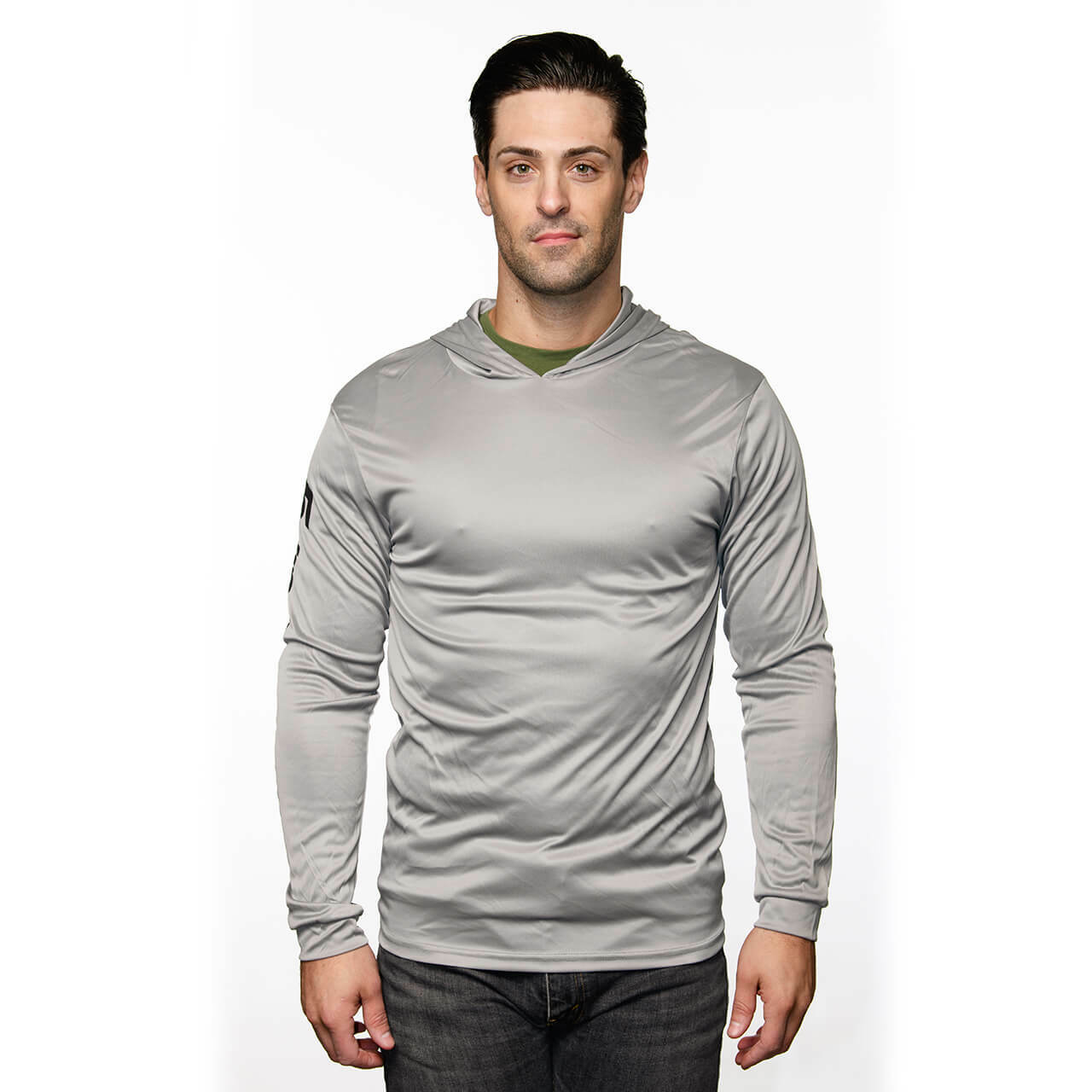 Gray Long Sleeve Hooded T shirt 5 hour Energy