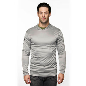 Gray Long Sleeve Hooded T-shirt